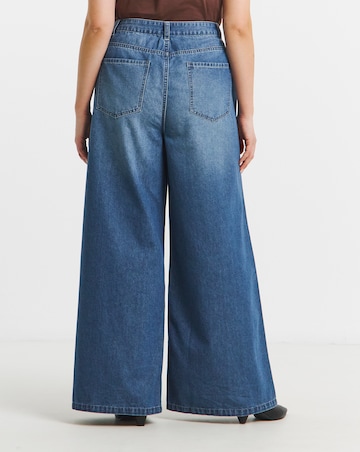 Mid Wash Lightweight Palazzo Jeans
