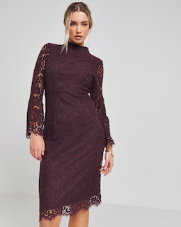 Joanna Hope High Neck Lace Midi Dress