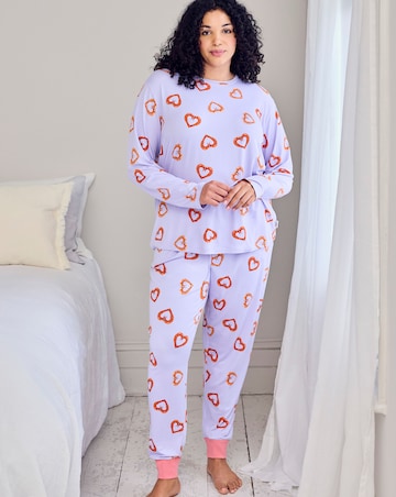 Chelsea Peers Classic Crew Neck Pyjama Set Shrimp Heart Print