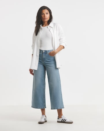 Mid Wash 24/7 Cropped Wide Leg Jeans