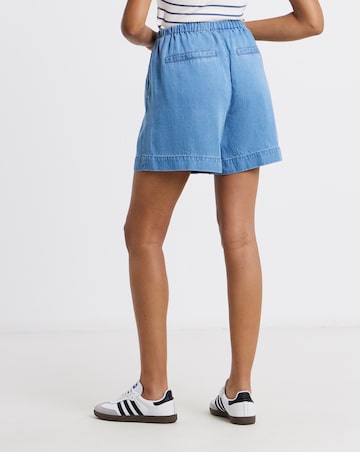 Light Blue Tencel Denim Jogger Shorts