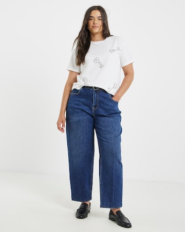 Simply Be Ecru Beaded Key Detail T-Shirt