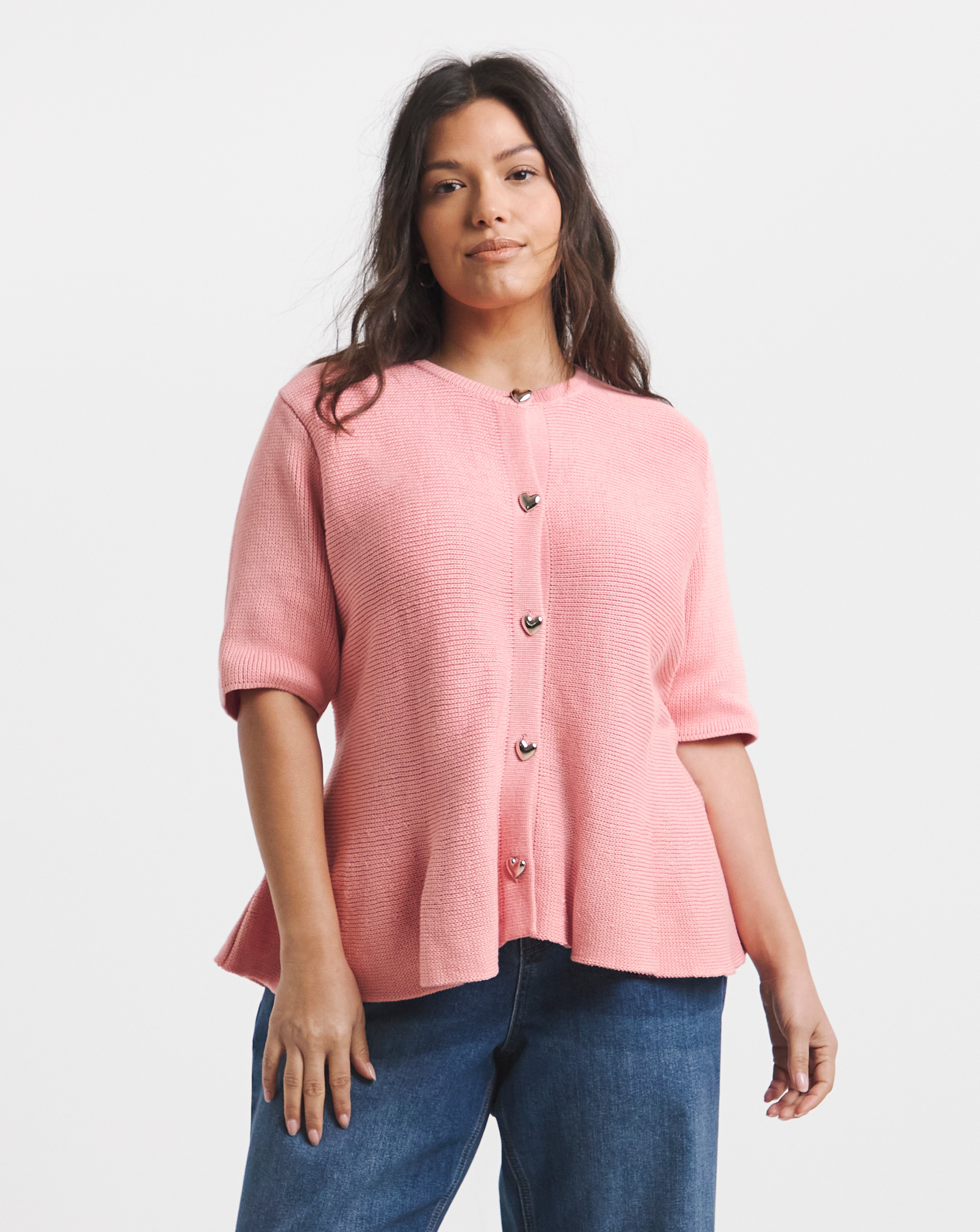 Peach Short Sleeve Peplum Cardigan | Simply Be