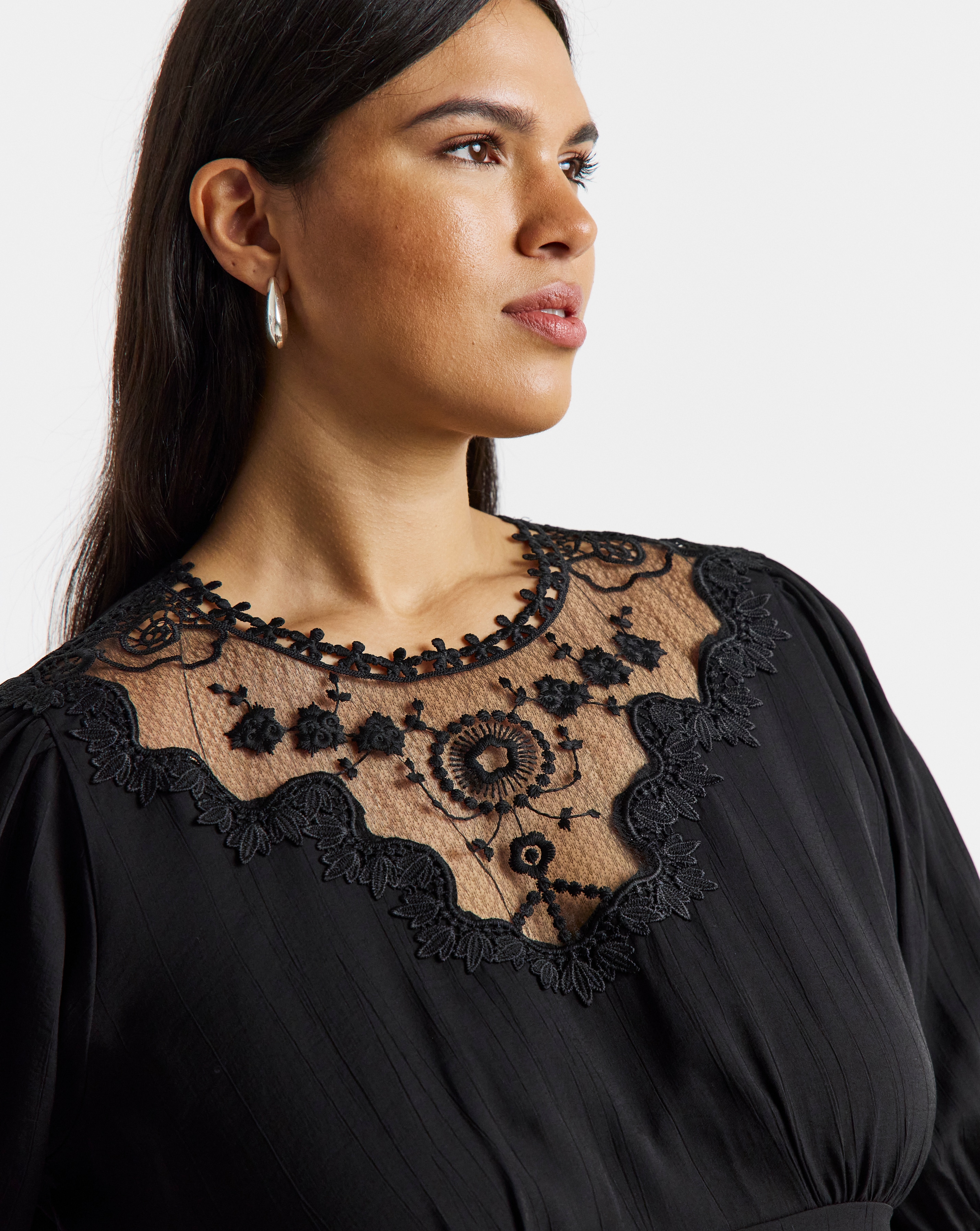 Black Lace Peplum Blouse | Simply Be