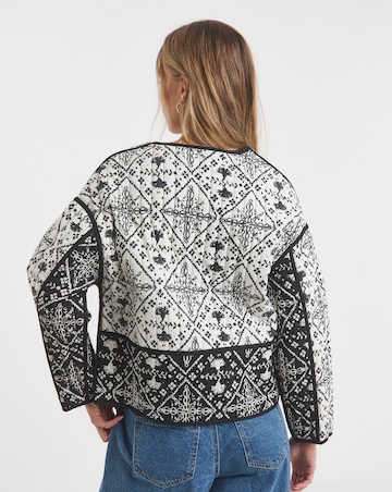 Simply Be Reversible Black & Mono Print Tie Front Jacket