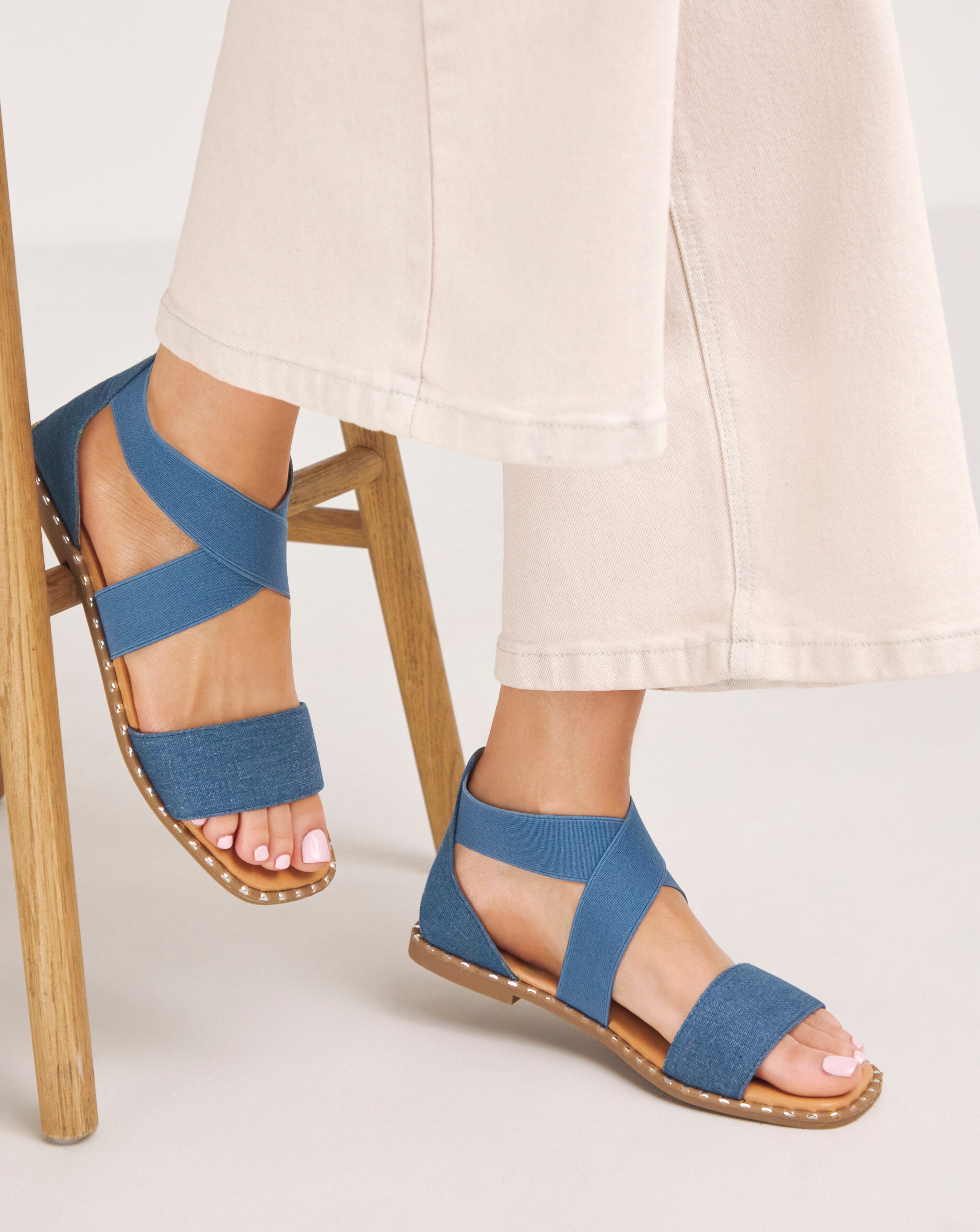 Jade Stretch Cross Flat Sandals - Extra Wide Fit (EEE)