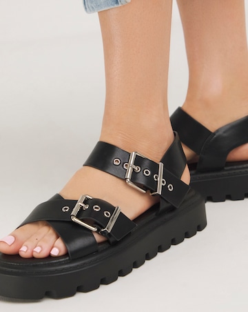 Bey Statement Buckle Chunky Sandals Ex Wide Fit