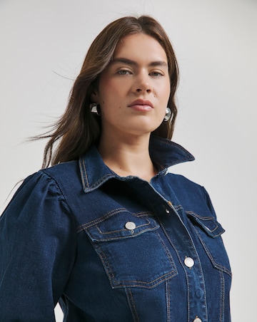 Indigo Long Sleeve Boxy Denim Mini Dress