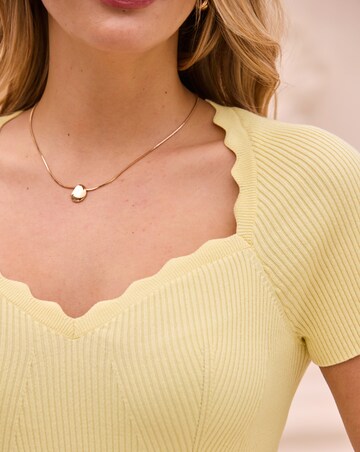 Sosandar Lemon Scalloped Edge Sweetheart Knit Top