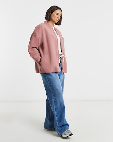 Dusty Pink Micro Fleece Bomber Jacket