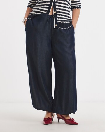 Indigo Tencel Tie Waist Balloon Jeans