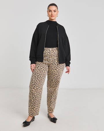 Black Zip Through Bomber Jacket