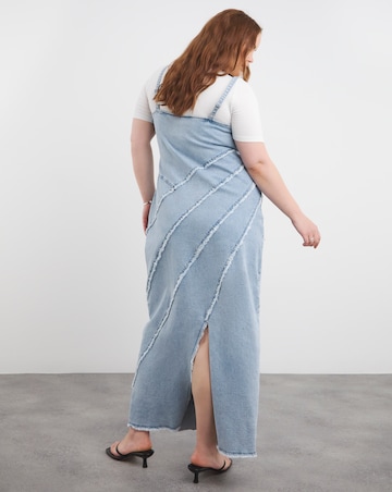 Light Blue Seamed Column Maxi Dress