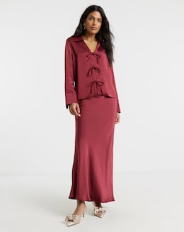 Flounce London Satin Maxi Skirt