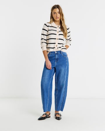 Simply Be Stripe Button Through Collar Cardigan