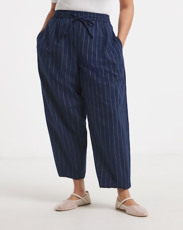 Simply Be Navy Pinstripe Barrel Trouser