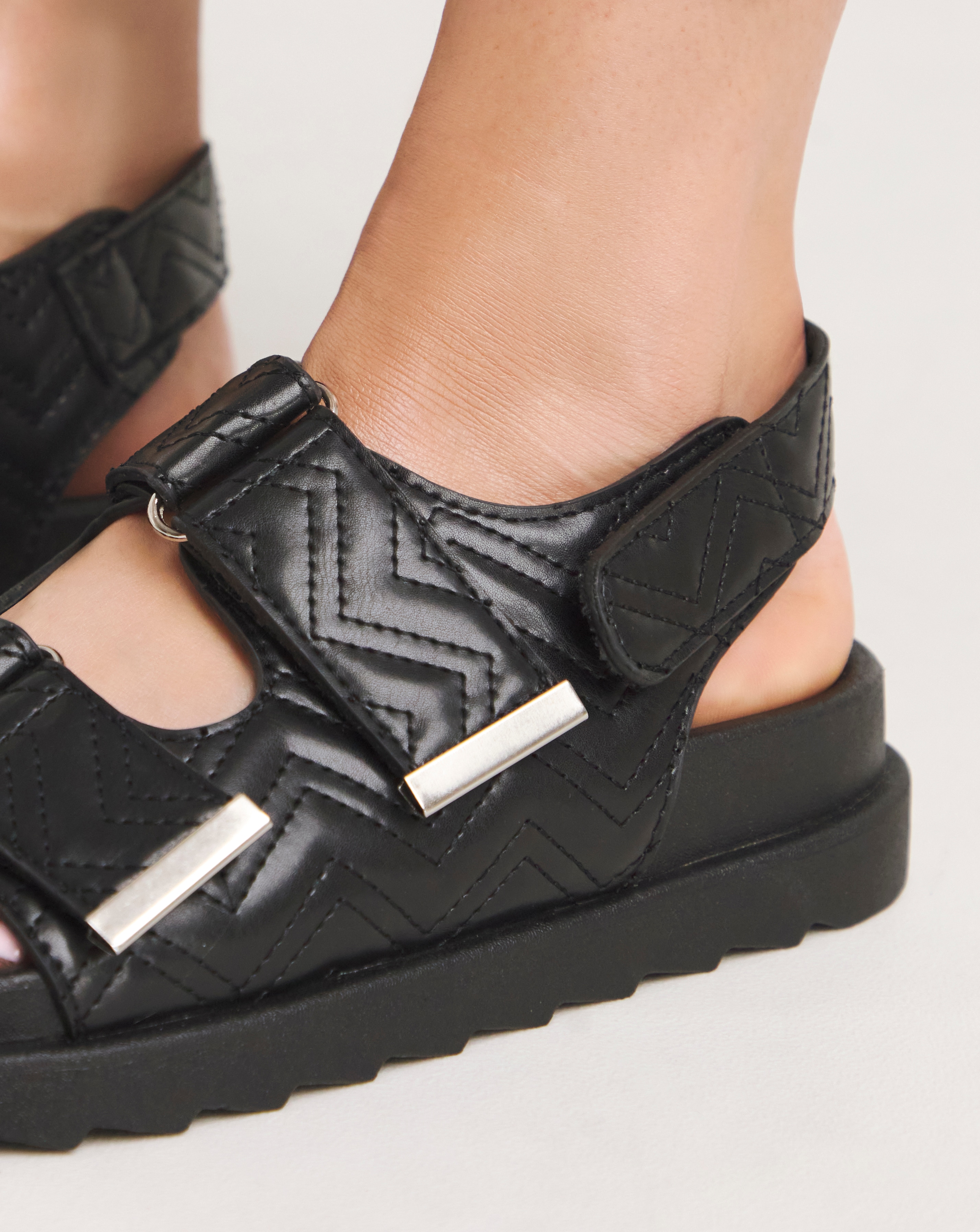 Jess Quilted Touch and Close Sandals Extra Wide EEE Fit Simply Be