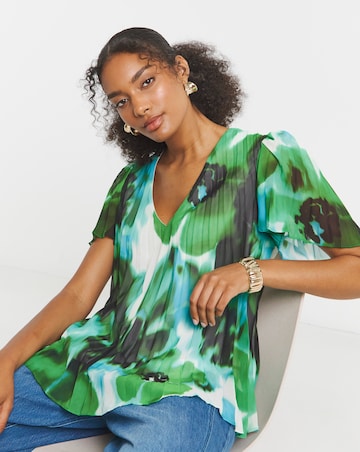 Joanna Hope Printed Pleated Blouse
