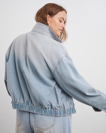 Pink Tint Cropped Denim Bomber