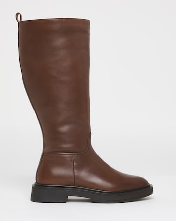 Berry Leather Knee High Riding Boots Wide E Fit Curvy Calf