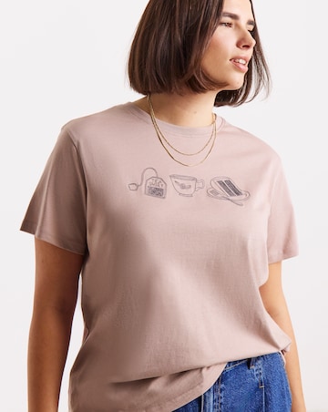 Simply Be Mocha Embroidered Tea T-Shirt