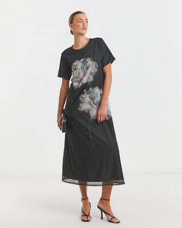 Flounce London Mesh Floral Midaxi Dress