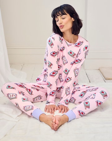 Chelsea Peers Classic Crew Neck Pyjama Set Perfect Match Print