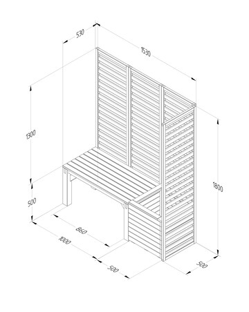 Forest Modular Garden Seating Set with Bench, Planter and Screen