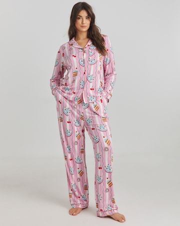 Chelsea Peers Jersey Stripe Cake Print Pyjama Set