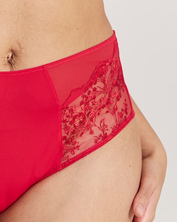Pretty Secrets Penelope Embroidery High Leg Brief Knickers Red