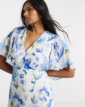 Joanna Hope Cape Sleeve Printed Tea Dress