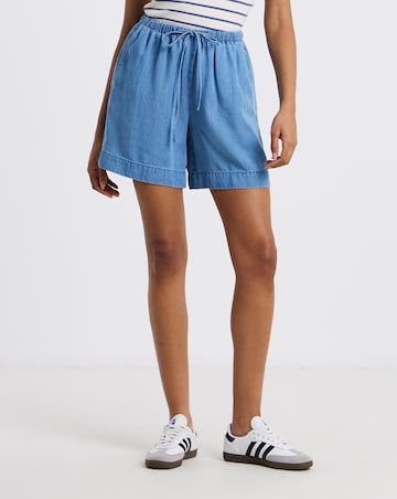 Light Blue Tencel Denim Jogger Shorts