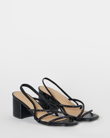 Canberra Strappy Diamante Low Block Heels - Extra Wide Fit (EEE)