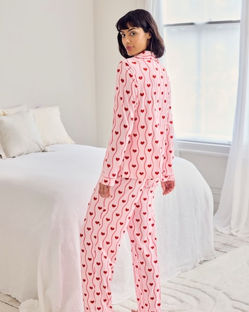 Chelsea Peers Classic Button Up Pyjama Set Heart Print