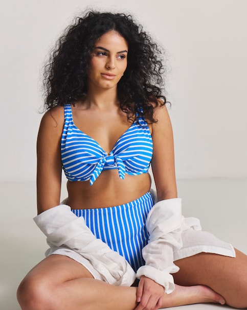 Figleaves Stripe Tie Front Detail Underwired Bikini Top