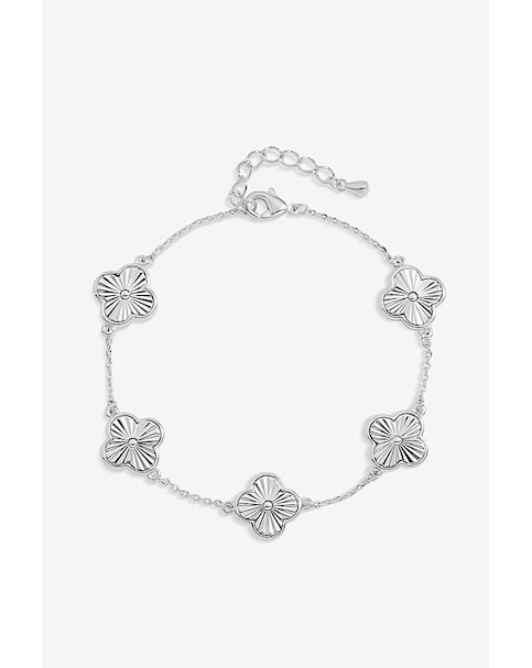 Jon Richard Silver Plated Diamond Cut Clover Bracelet