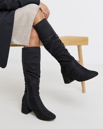 Hattie Ruched Knee High Stretch Boots - Extra Wide Fit (EEE) & Super Curvy Calf