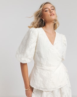 Joanna Hope Textured Wrap Blouse