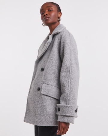 Simply Be Grey Teddy Peacoat