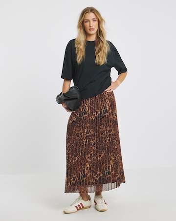 Simply Be Leopard Print Chiffon Pleated Midaxi Skirt