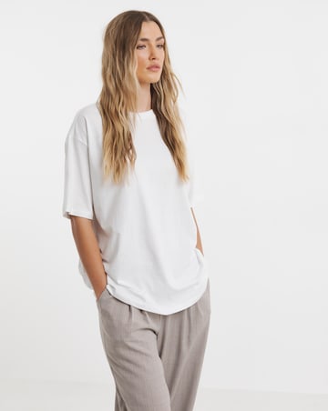 White Oversized Slouchy Crew Neck T-Shirt