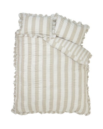 Catherine Lansfield Seersucker Frill Stripe Duvet Cover Set