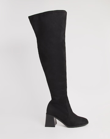 Bronte Stretch Over The Knee Heeled Boots - Extra Wide Fit (EEE) & Curvy Calf