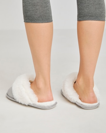 Elyse Faux Fur Mule Slippers Wide E Fit