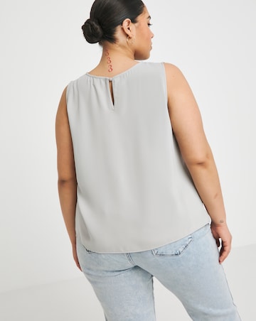 Simply Be Light Grey Ruched Sleeveless Blouse