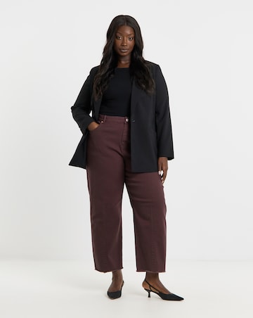 Burgundy Comfort Stretch Dart Detail Barrel Leg Jeans