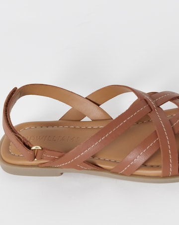 Sedona Contast Stitch Leather Strappy Flat Sandals - Wide Fit (E)