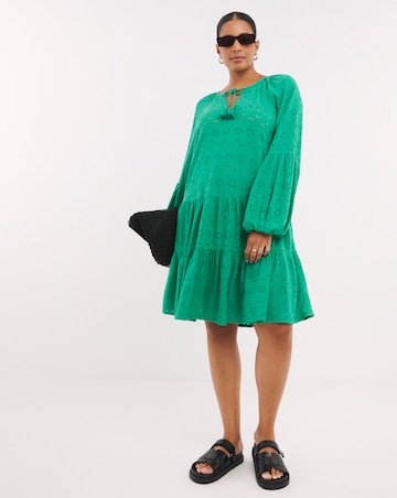 Beach to Beach Green Broderie Beach Dress