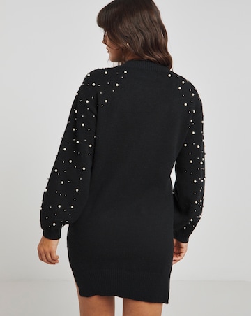 Lovedrobe Pearl Embellished Cable Knitted Jumper