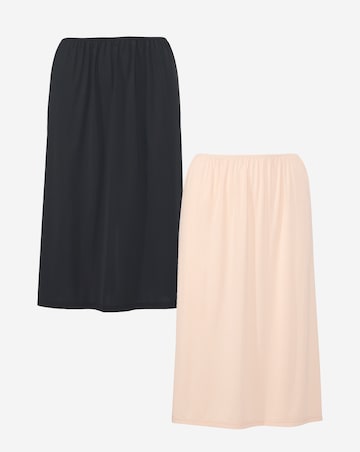 Pretty Secrets 2 Pack Half Slips Length 27in - Black/Almond